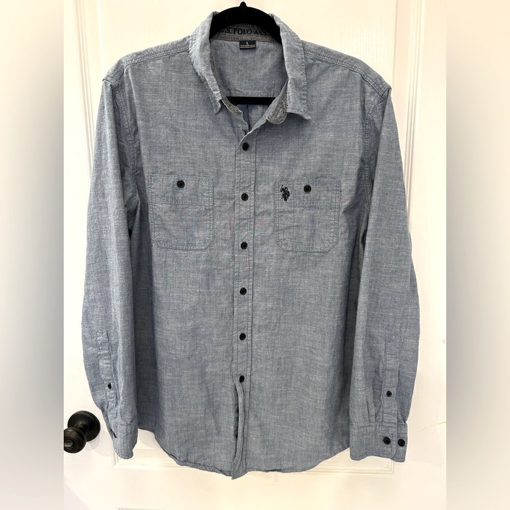 U.S. Polo Assn. Men’s Blue 100% Cotton Button Down Shirt Size Large